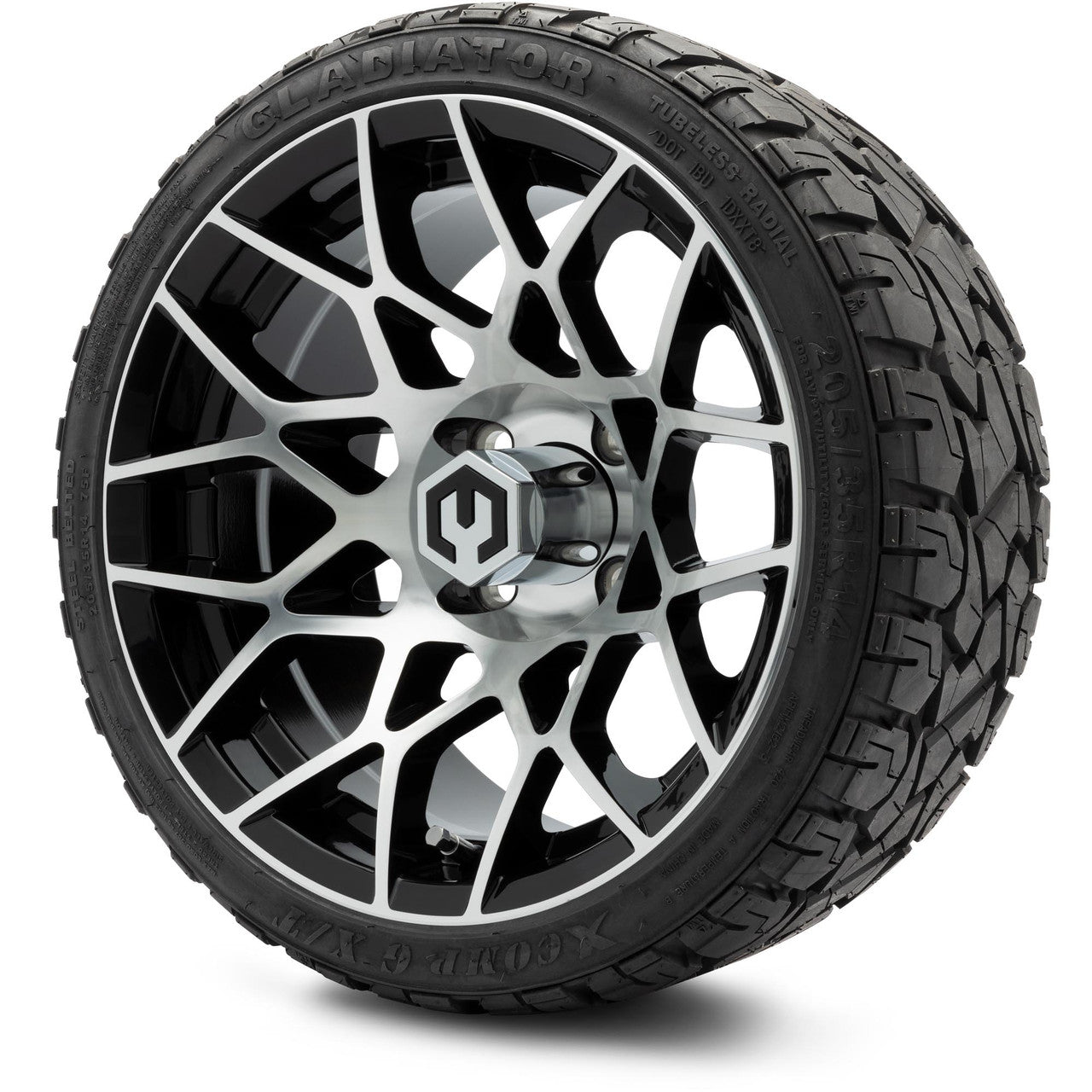 MODZ® 14" Blitz Machined Black Wheels & Off-Road Tires Combo (Xcomp Gladiator 23-10-14 Radial)