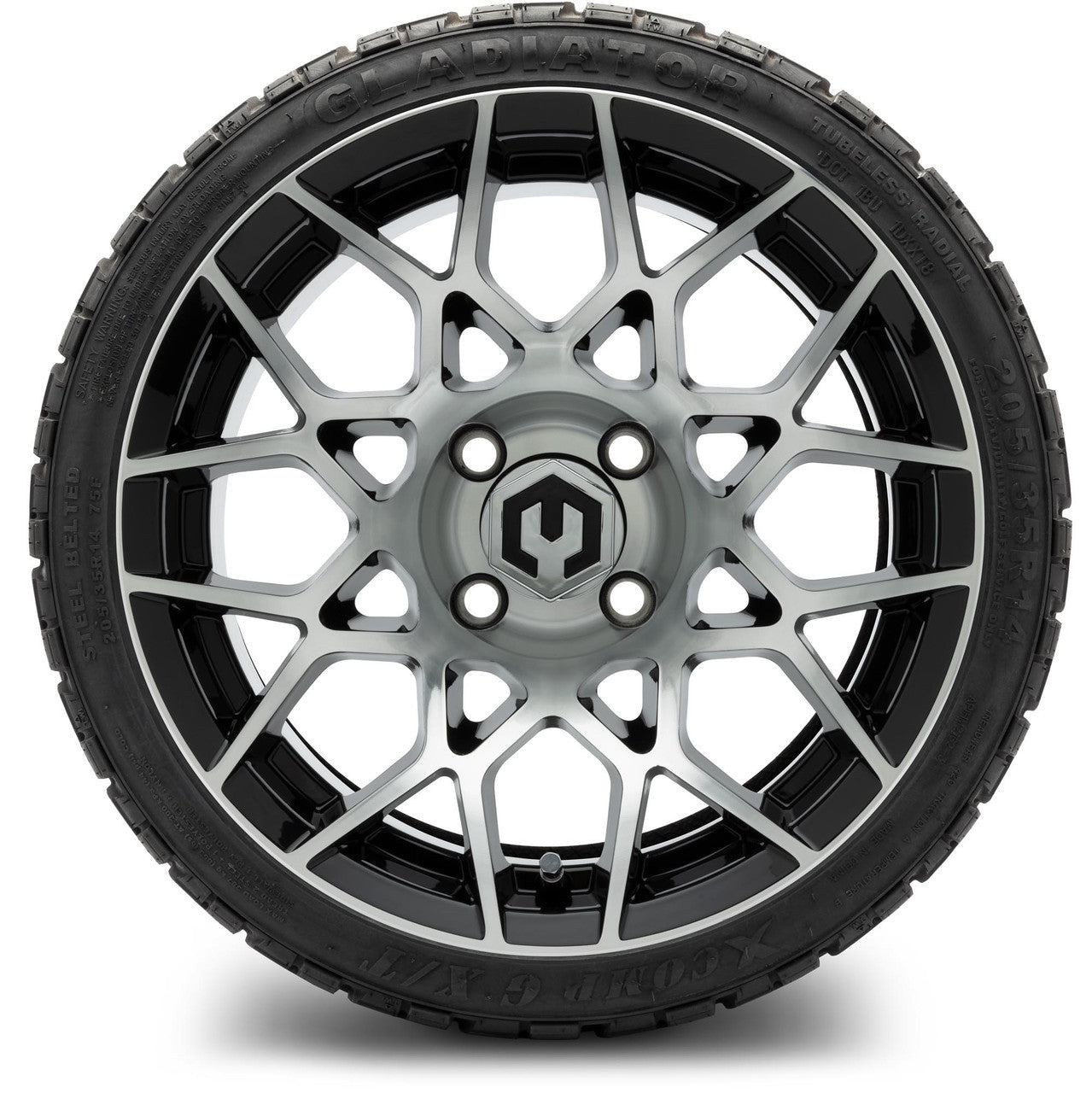 MODZ® 14" Blitz Machined Black Wheels & Off-Road Tires Combo (Xcomp Gladiator 23-10-14 Radial)