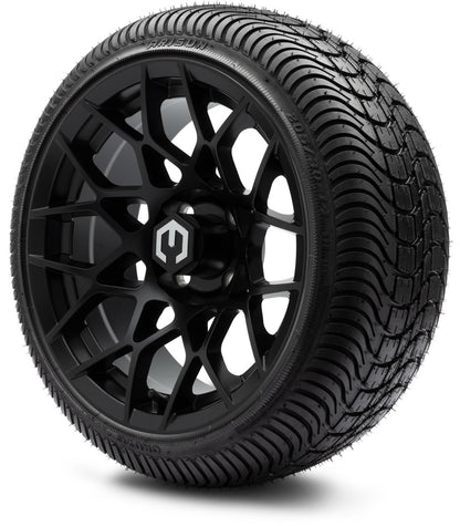 MODZ® 14" Blitz Matte Black Wheels & Street Tires Combo (Arisun Cruze 205/30-14)