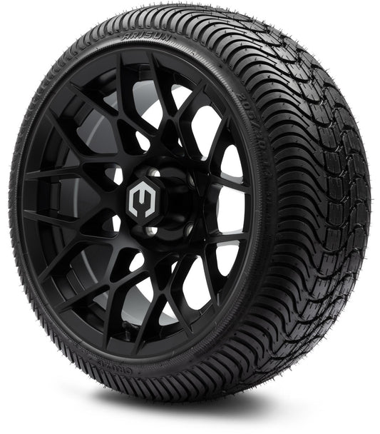 MODZ® 14" Blitz Matte Black Wheels & Street Tires Combo (Arisun Cruze 205/30-14)