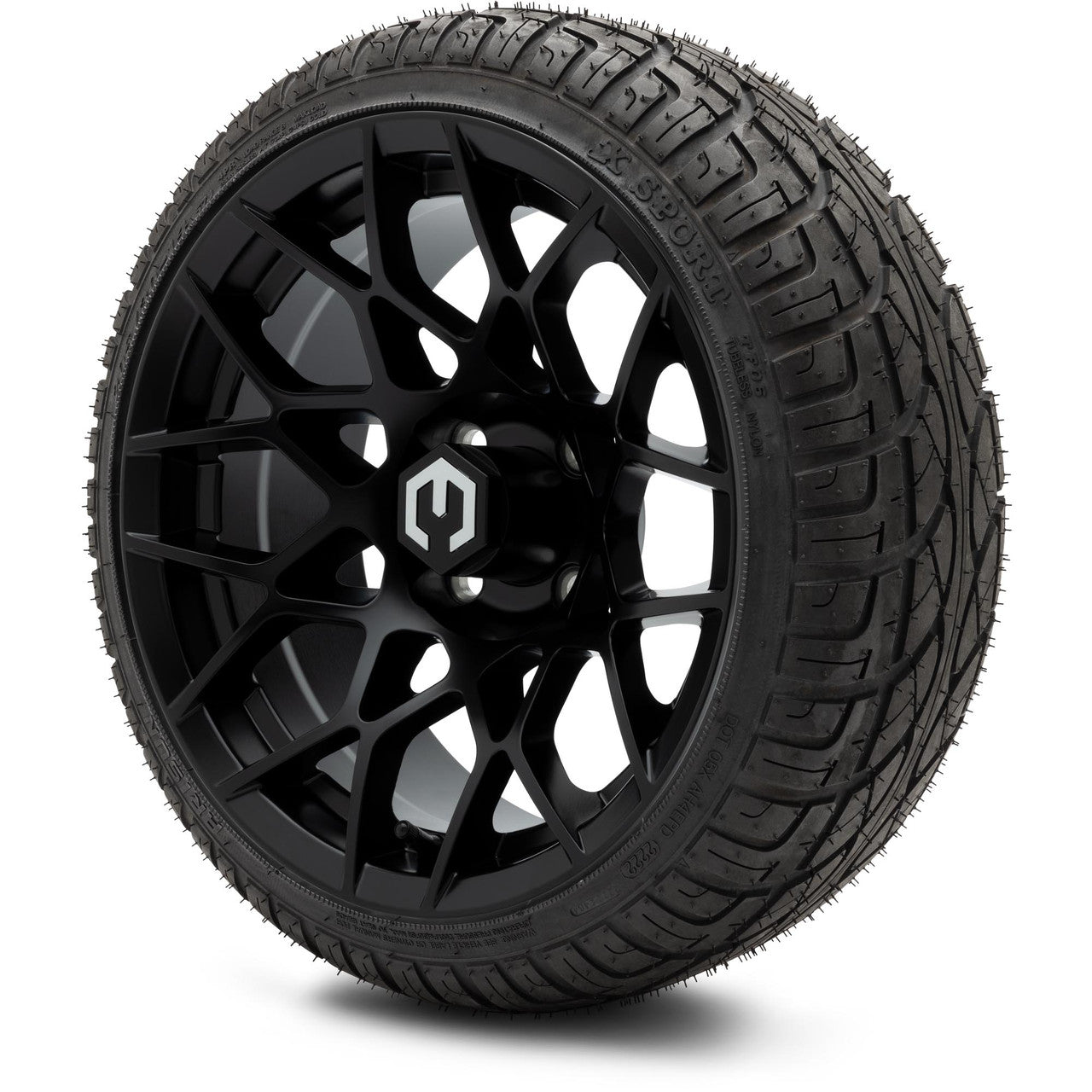 MODZ® 14" Blitz Matte Black Wheels & Street Tires Combo (Odyssey Tesseract Steel Belted Radial 215/35-14)