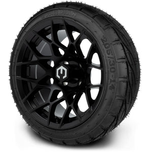 MODZ® 14" Blitz Matte Black Wheels & Street Tires Combo (MODZ Guardian 205/30-14)