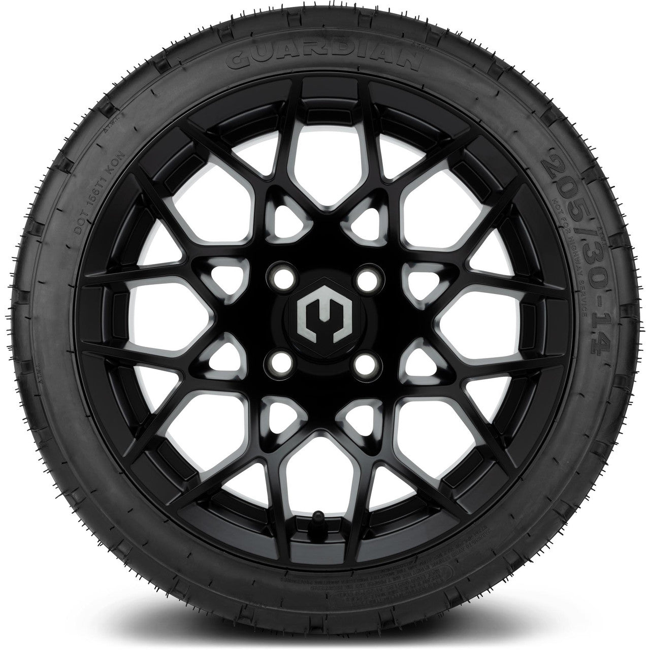 MODZ® 14" Blitz Matte Black Wheels & Street Tires Combo (Arisun Cruze 205/30-14)