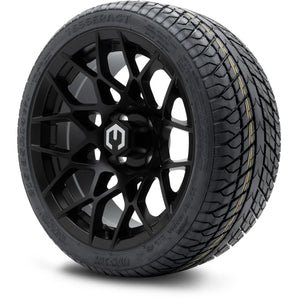 MODZ® 14" Blitz Matte Black Wheels & Street Tires Combo (Odyssey Tesseract Steel Belted Radial 215/35-14)