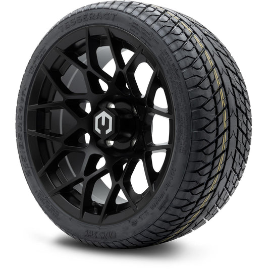 MODZ® 14" Blitz Matte Black Wheels & Street Tires Combo (Odyssey Tesseract Steel Belted Radial 215/35-14)