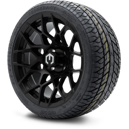 MODZ® 14" Blitz Matte Black Wheels & Street Tires Combo (MODZ Street Fox Radial 205/40-14)