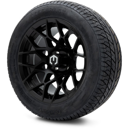 MODZ® 14" Blitz Matte Black Wheels & Street Tires Combo (Odyssey Tesseract Steel Belted Radial 215/50-14)