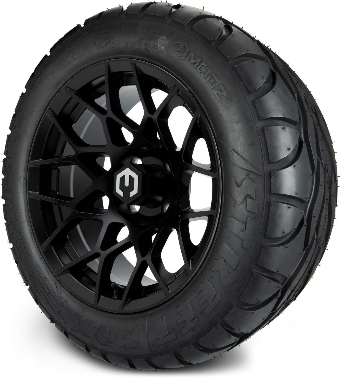 MODZ® 14" Blitz Matte Black Wheels & Street Tires Combo (MODZ Street Fox Radial 205/40-14)