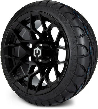 MODZ® 14" Blitz Matte Black Wheels & Street Tires Combo (Arisun Cruze 205/30-14)