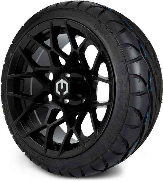 MODZ® 14" Blitz Matte Black Wheels & Street Tires Combo (MODZ Street Fox Radial 205/40-14)