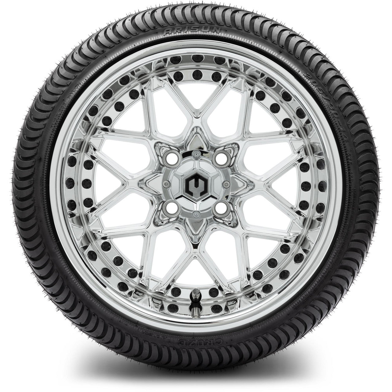MODZ® 14" Formula Chrome Wheels & Street Tires Combo (MODZ Street Fox Radial 23x10-14)