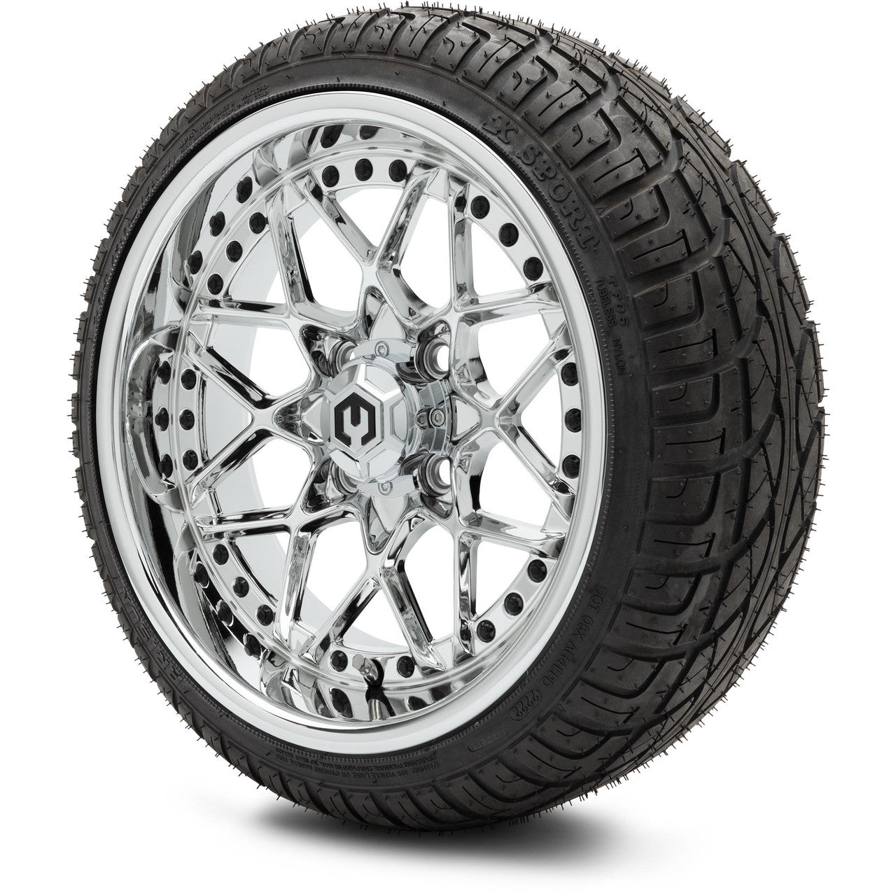 MODZ® 14" Formula Chrome Wheels & Street Tires Combo (MODZ Street Fox Radial 205/40-14)