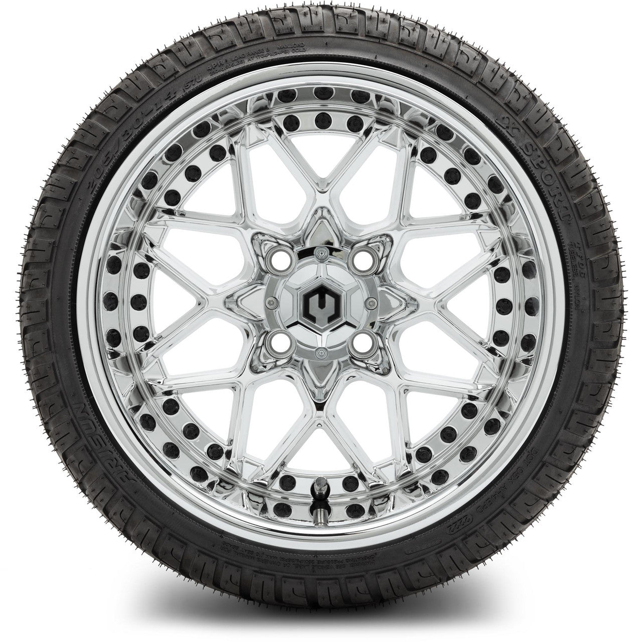 MODZ® 14" Formula Chrome Wheels & Street Tires Combo (MODZ Street Fox Radial 23x10-14)