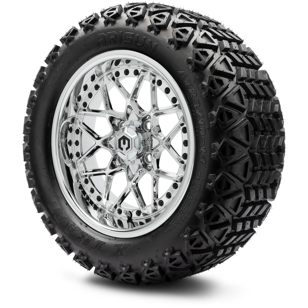 MODZ® 14" Formula Chrome Wheels & Off-Road Tires Combo (Arisun X-Armory All-Terrain 23x10-14 Radial)