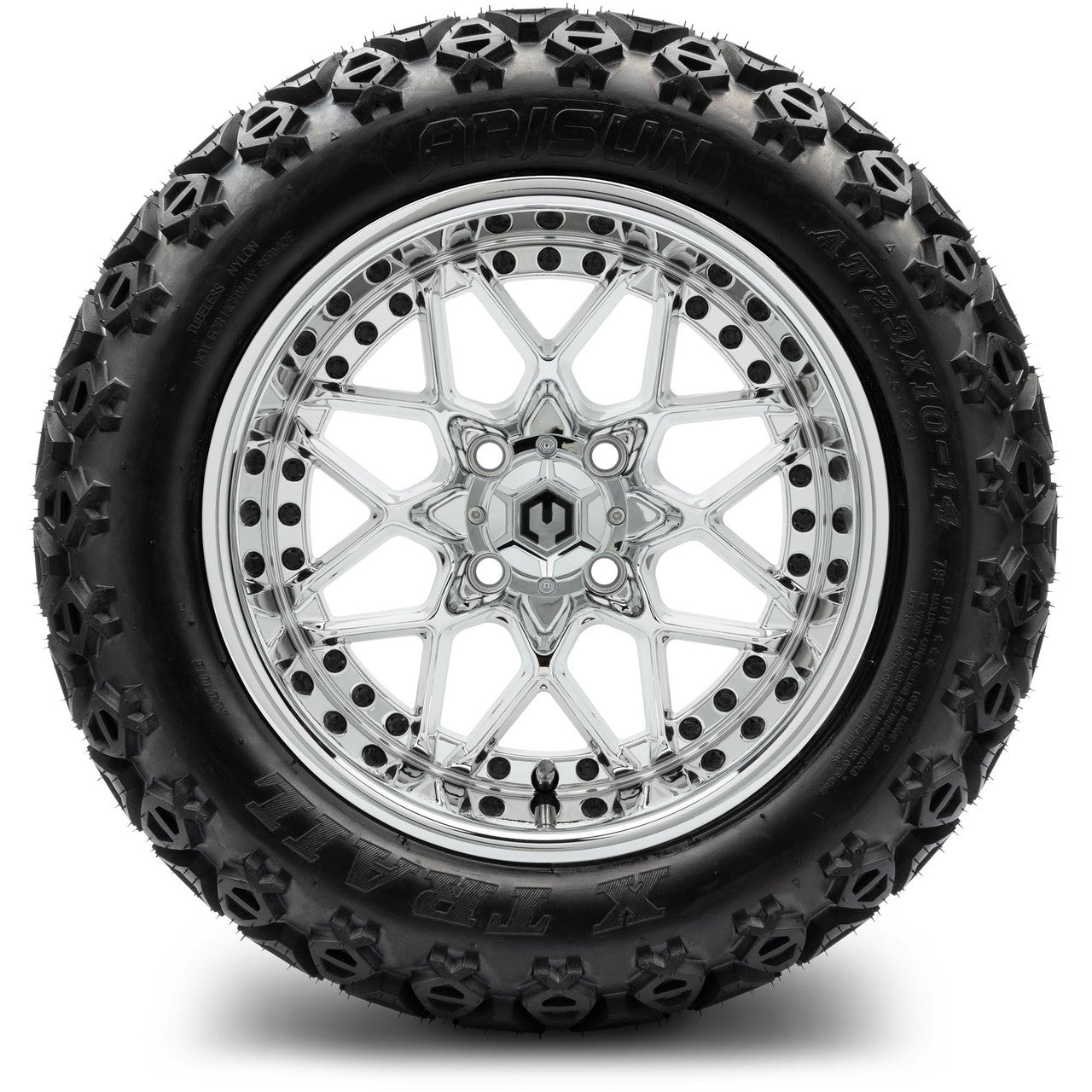 MODZ® 14" Formula Chrome Wheels & Off-Road Tires Combo (Arisun X-Trail All-Terrain 23x10-14)