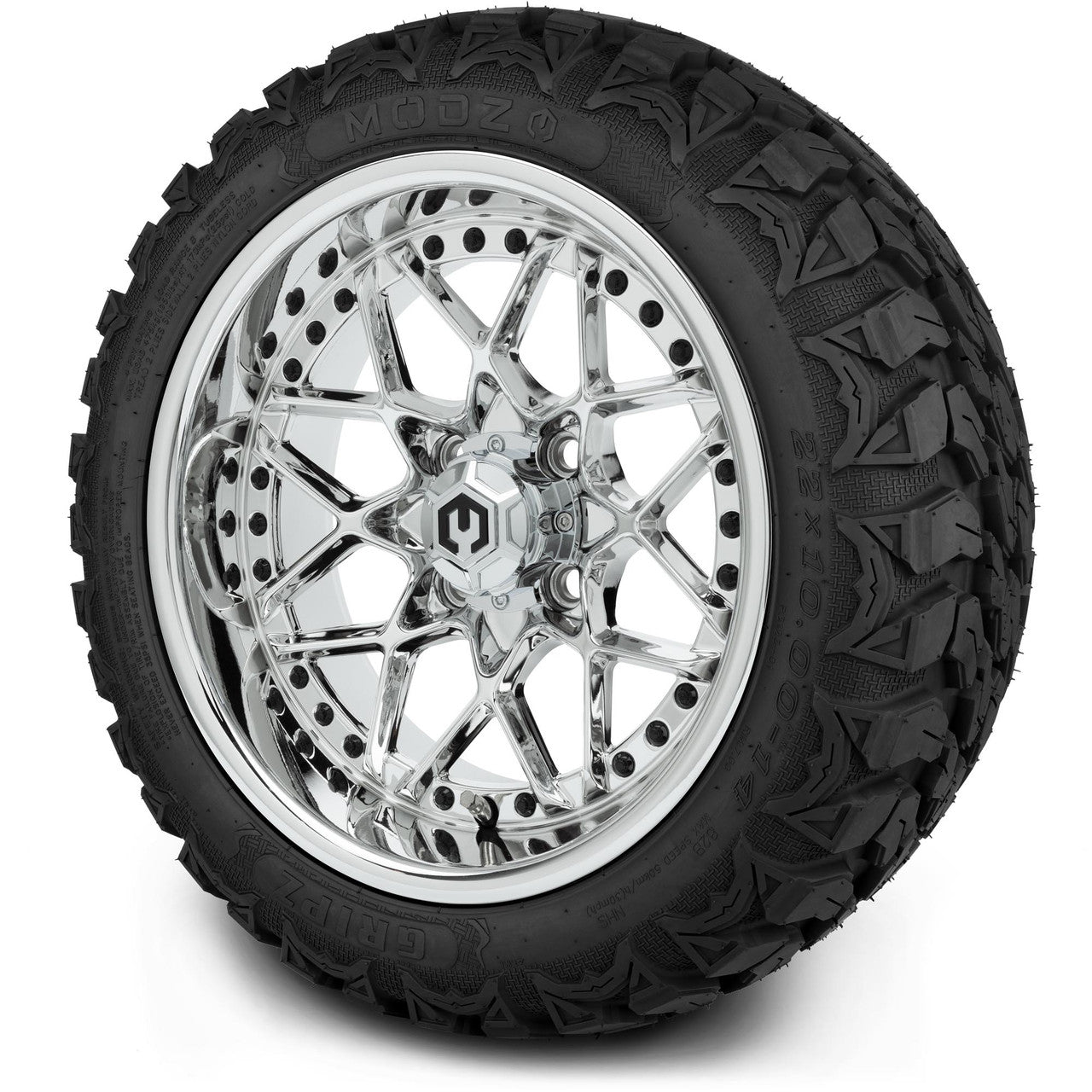 MODZ® 14" Formula Chrome Wheels & Off-Road Tires Combo (Xcomp Gladiator 23-10-14 Radial)