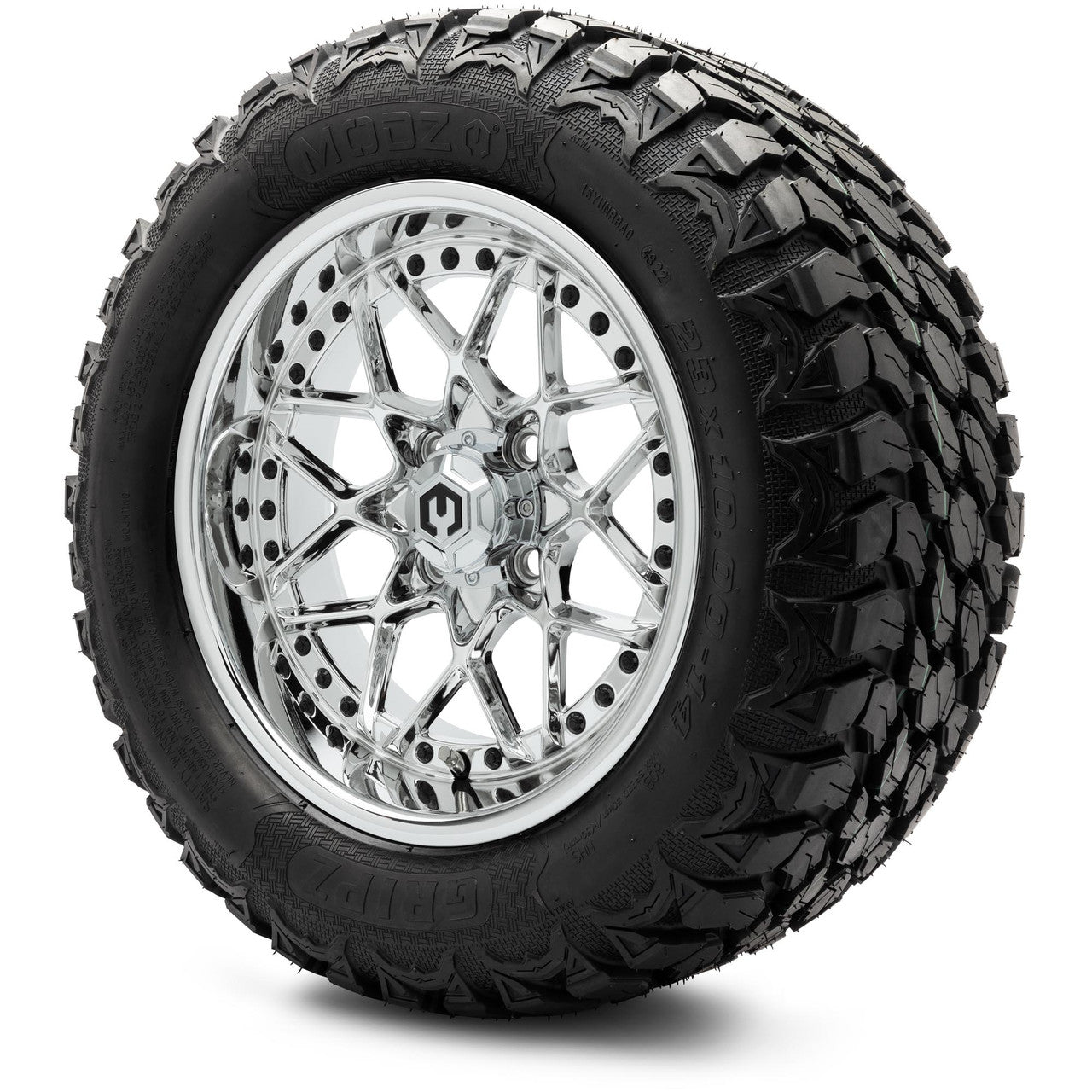 MODZ® 14" Formula Chrome Wheels & Off-Road Tires Combo (Arisun X-Trail All-Terrain 23x10-14)