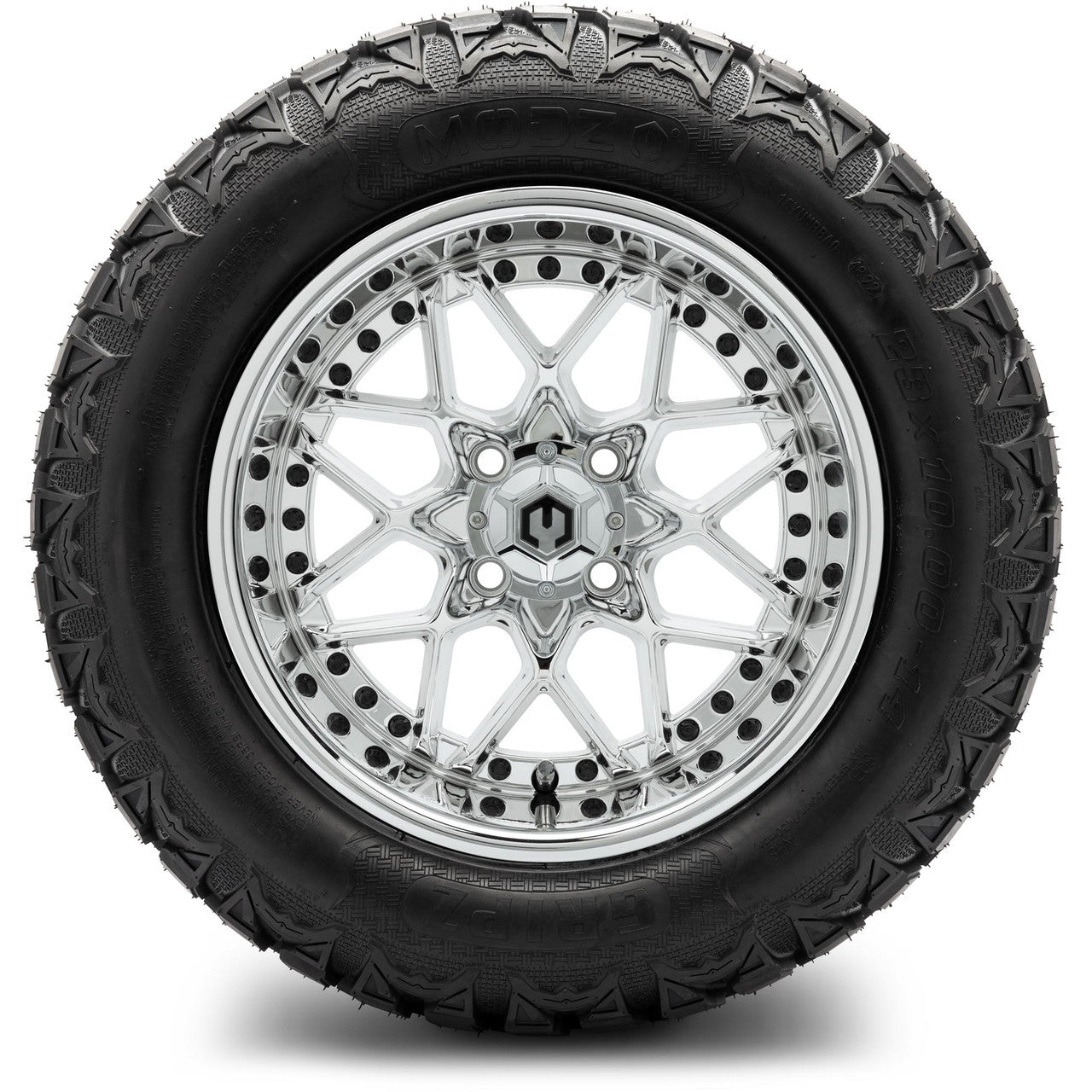 MODZ® 14" Formula Chrome Wheels & Off-Road Tires Combo (Xcomp Gladiator 23-10-14 Radial)