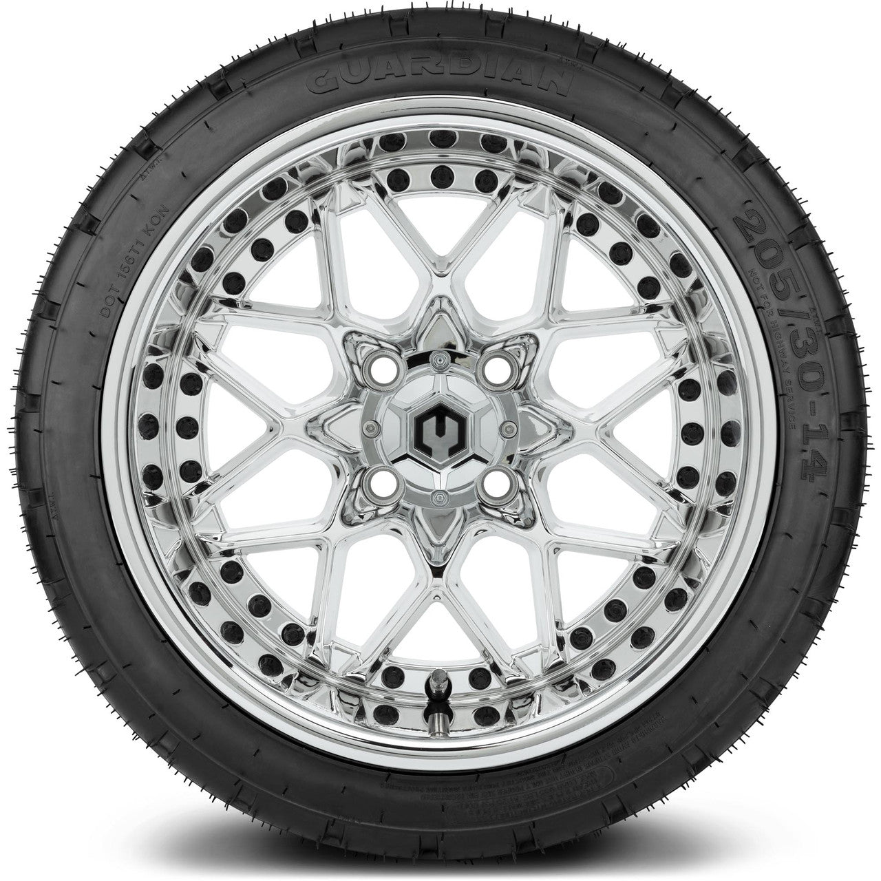MODZ® 14" Formula Chrome Wheels & Street Tires Combo (MODZ Street Fox Radial 205/40-14)