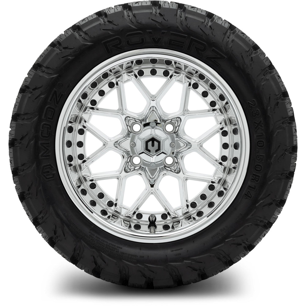 MODZ® 14" Formula Chrome Wheels & Off-Road Tires Combo (Xcomp Gladiator 23-10-14 Radial)