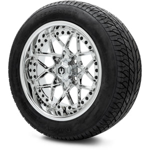 MODZ® 14" Formula Chrome Wheels & Street Tires Combo (Odyssey Tesseract Steel Belted Radial 215/50-14)