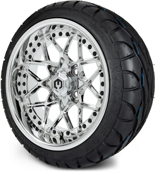 MODZ® 14" Formula Chrome Wheels & Street Tires Combo (MODZ Street Fox Radial 205/40-14)