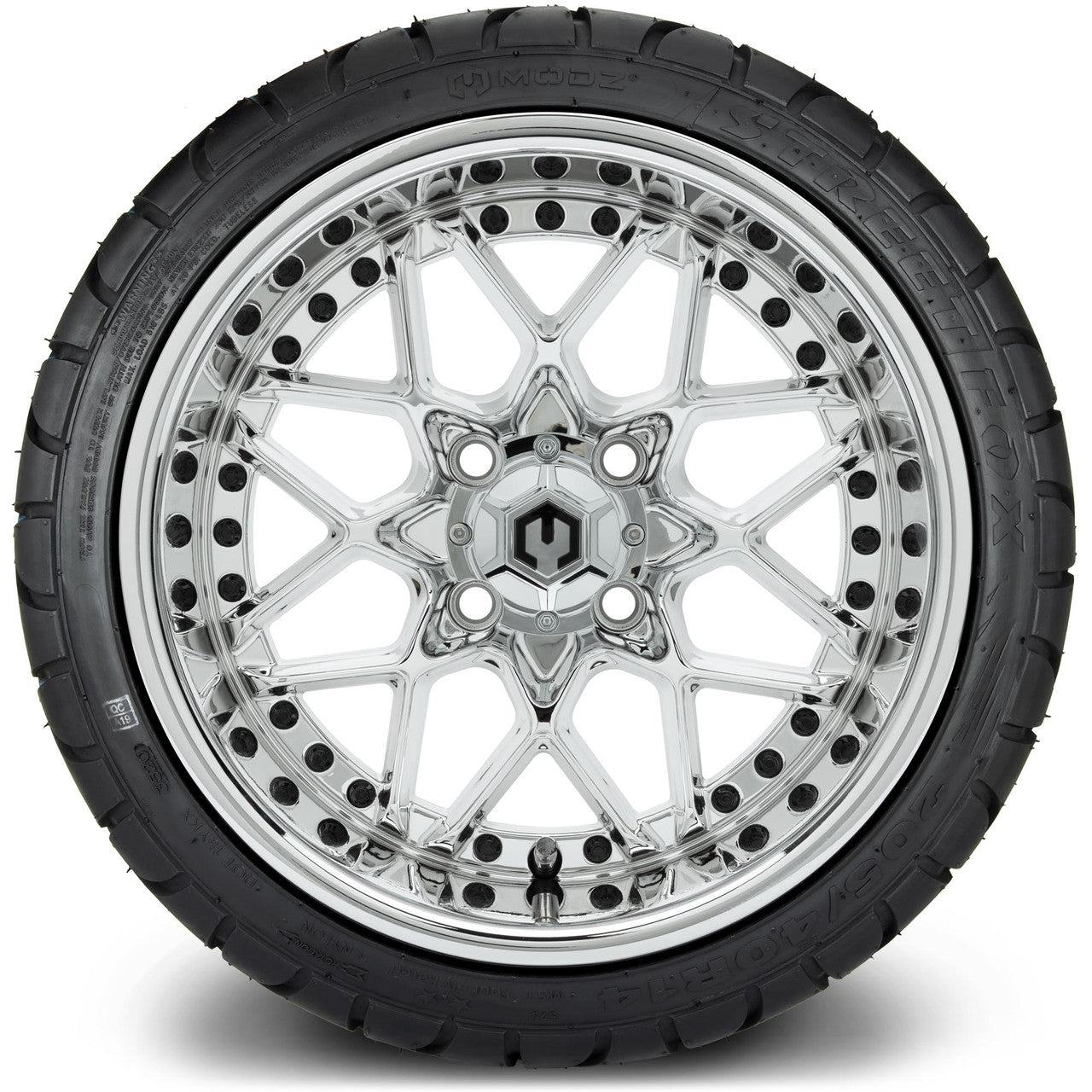 MODZ® 14" Formula Chrome Wheels & Street Tires Combo (Arisun Cruze 205/30-14)