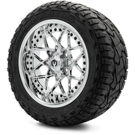 MODZ® 14" Formula Chrome Wheels & Off-Road Tires Combo (Xcomp Gladiator 23-10-14 Radial)