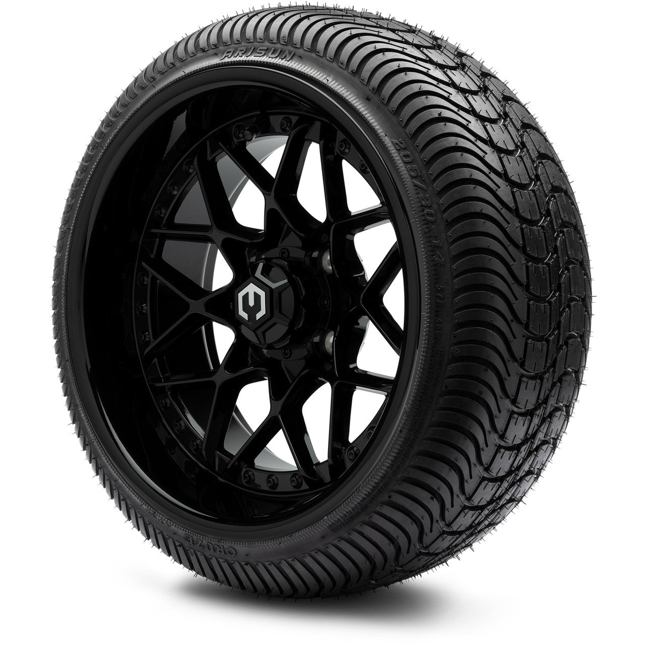 MODZ® 14" Formula Glossy Black Wheels & Street Tires Combo (MODZ Street Fox Radial 23x10-14)