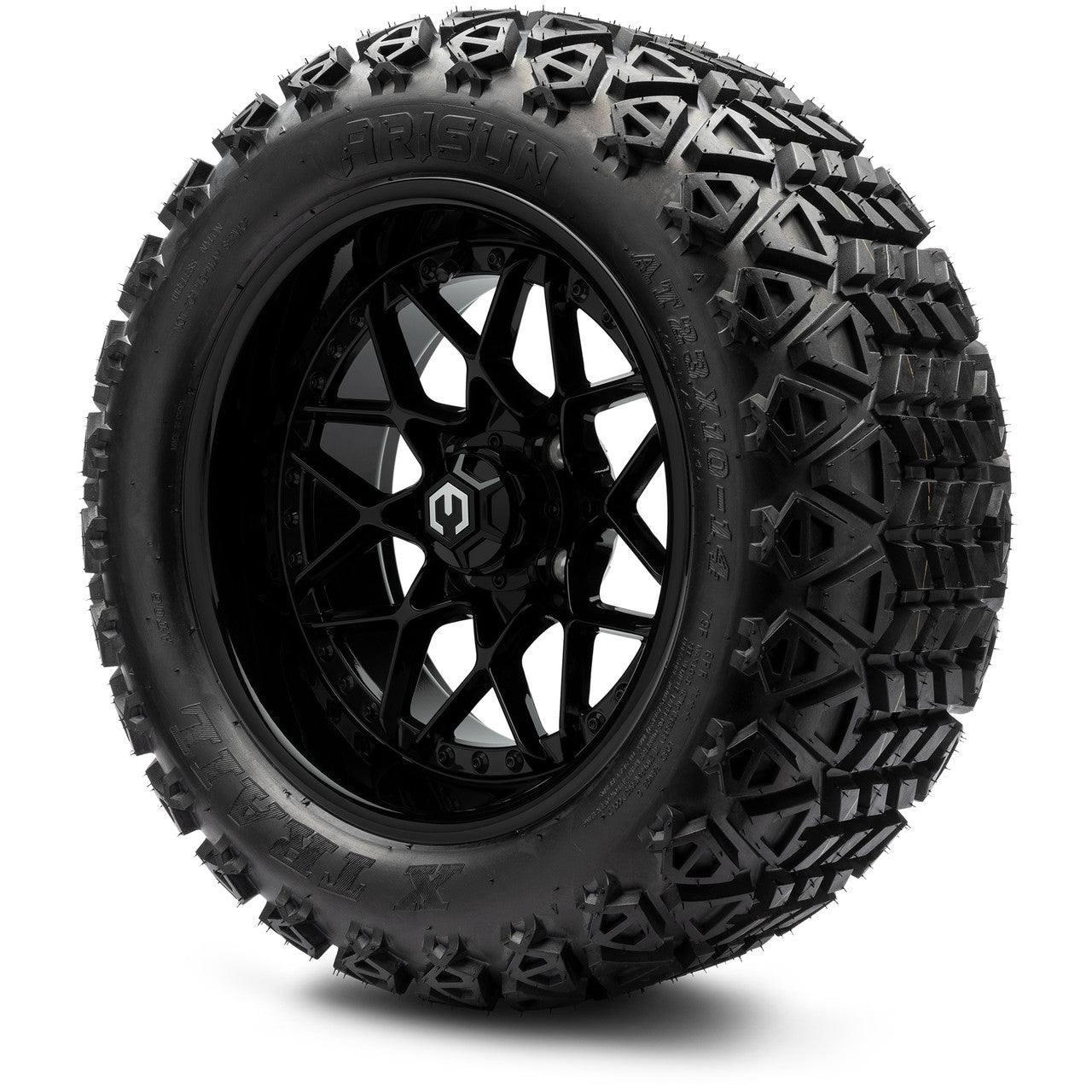 MODZ® 14" Formula Glossy Black Wheels & Off-Road Tires Combo (Xcomp Gladiator 23-10-14 Radial)
