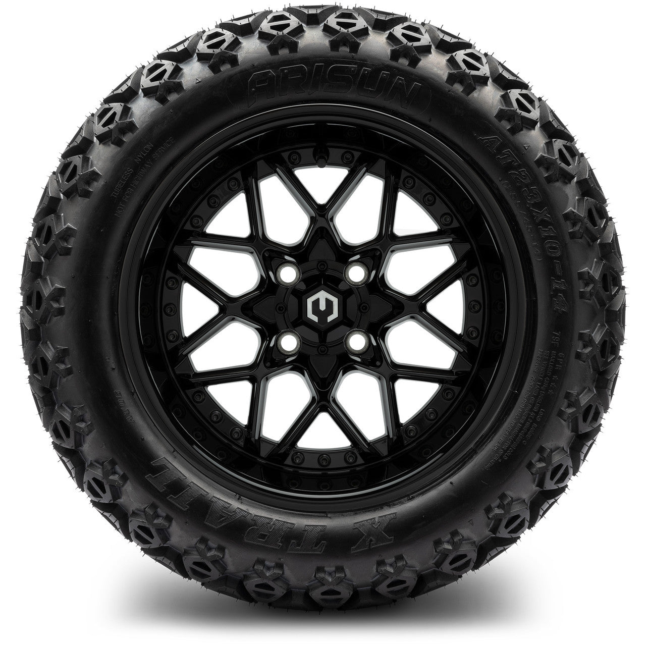 MODZ® 14" Formula Glossy Black Wheels & Off-Road Tires Combo (Xcomp Gladiator 23-10-14 Radial)