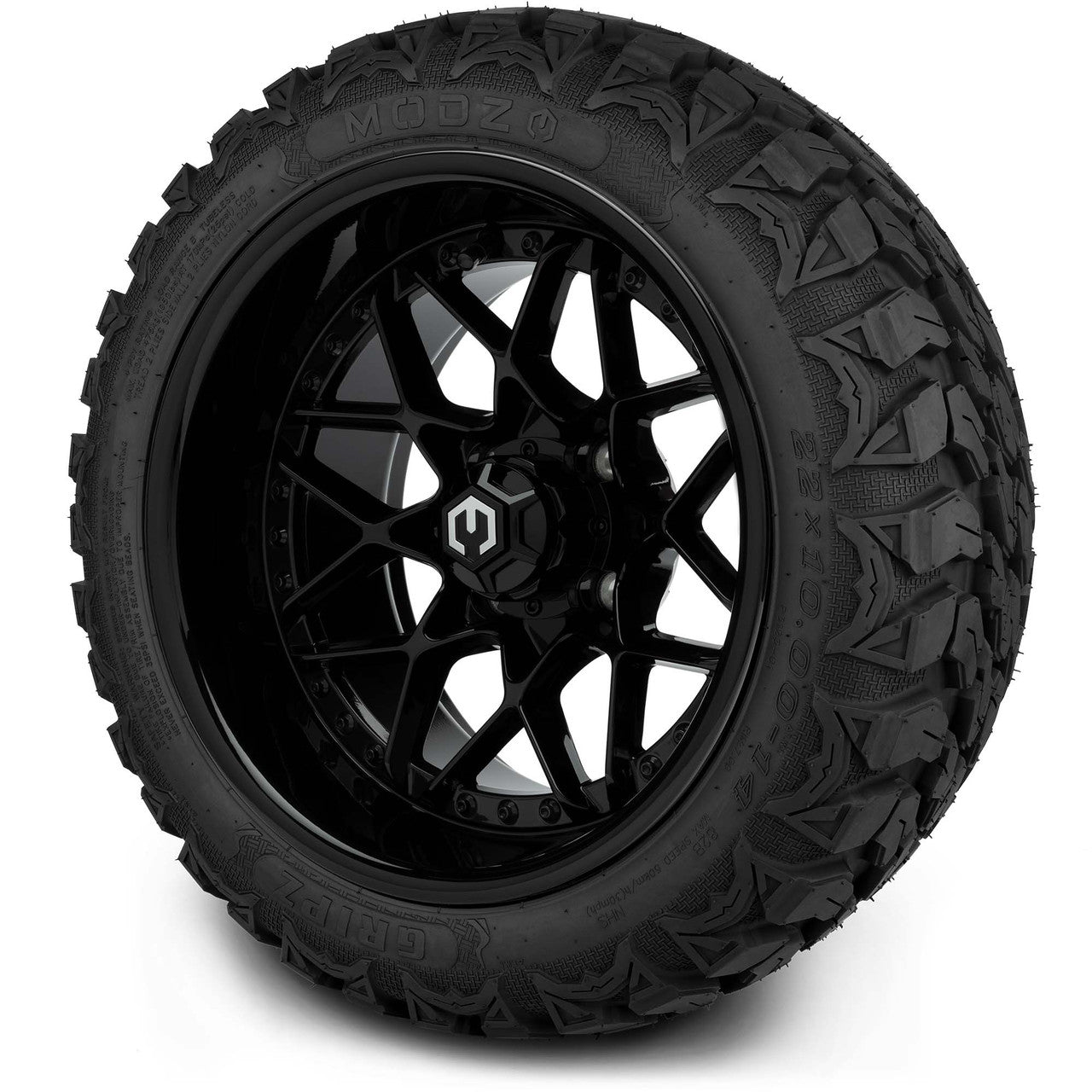 MODZ® 14" Formula Glossy Black Wheels & Off-Road Tires Combo (Arisun X-Trail All-Terrain 23x10-14)
