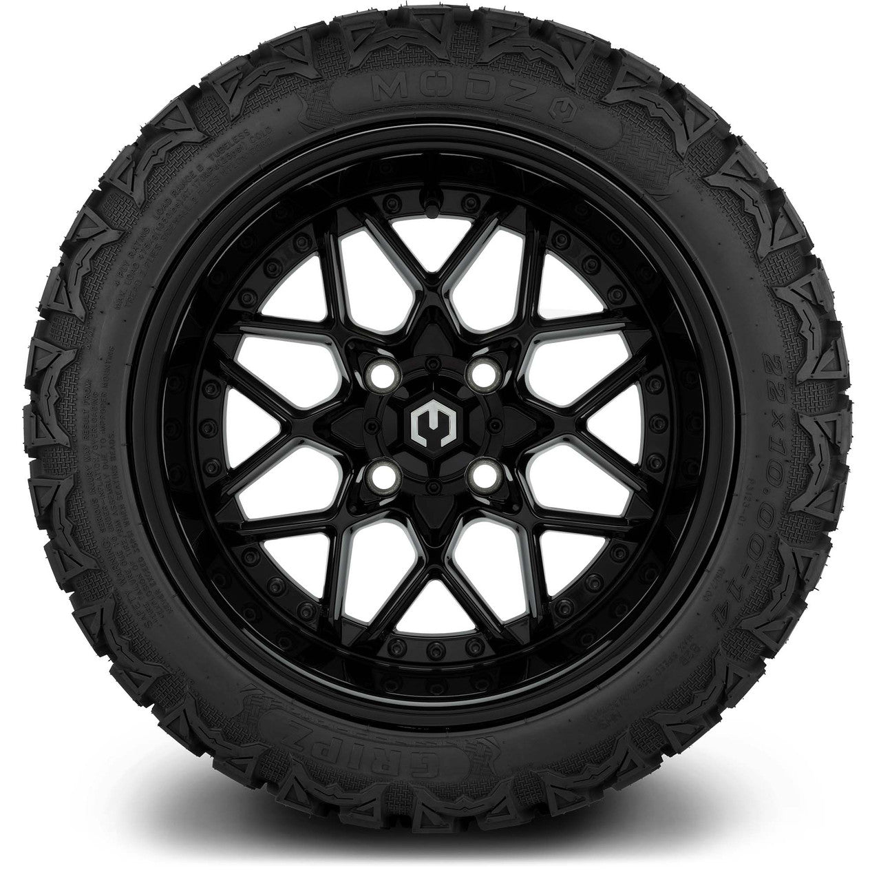 MODZ® 14" Formula Glossy Black Wheels & Off-Road Tires Combo (Arisun X-Trail All-Terrain 23x10-14)