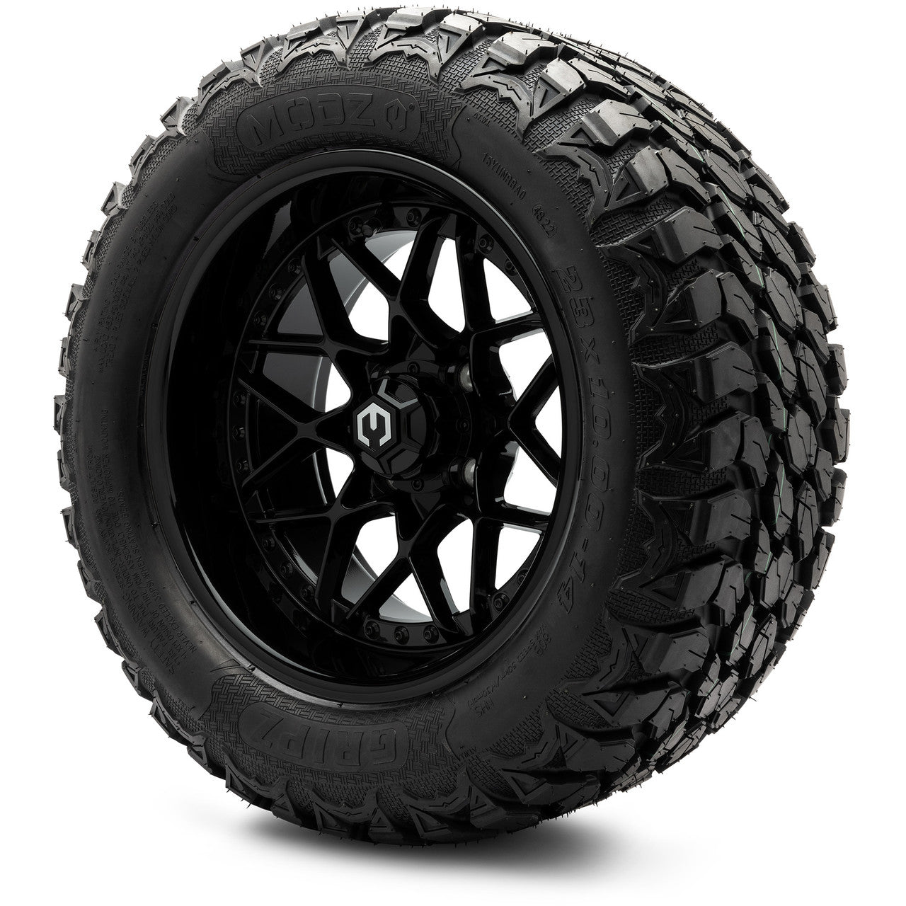 MODZ® 14" Formula Glossy Black Wheels & Off-Road Tires Combo (Arisun X-Trail All-Terrain 23x10-14)