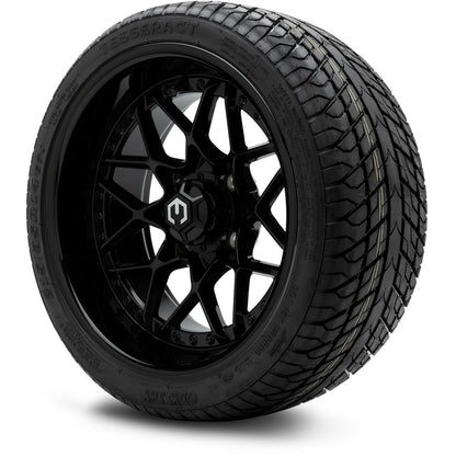 MODZ® 14" Formula Glossy Black Wheels & Street Tires Combo (Odyssey Tesseract Steel Belted Radial 215/50-14)