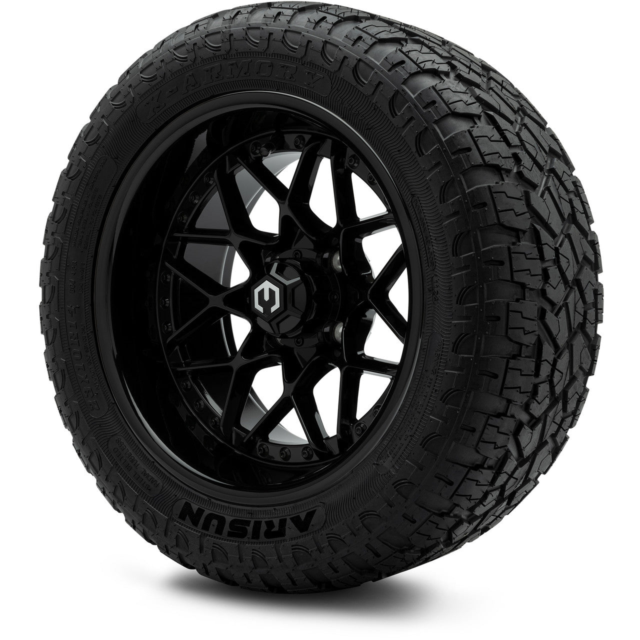 MODZ® 14" Formula Glossy Black Wheels & Off-Road Tires Combo (Arisun X-Trail All-Terrain 23x10-14)