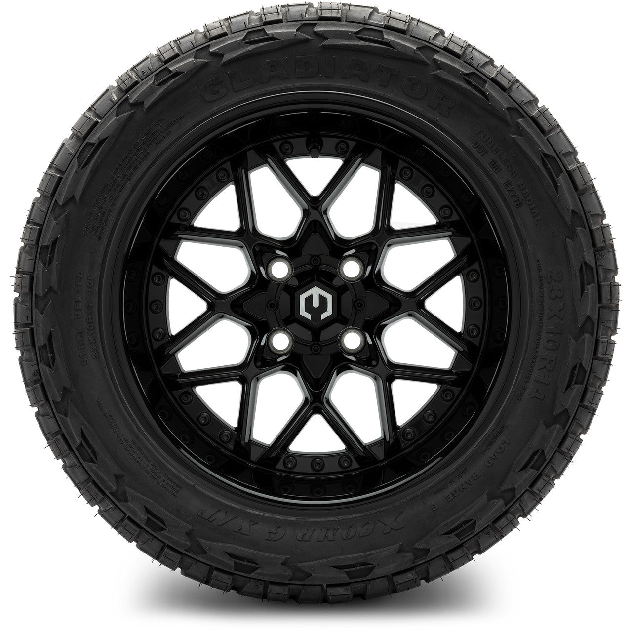 MODZ® 14" Formula Glossy Black Wheels & Off-Road Tires Combo (Xcomp Gladiator 23-10-14 Radial)