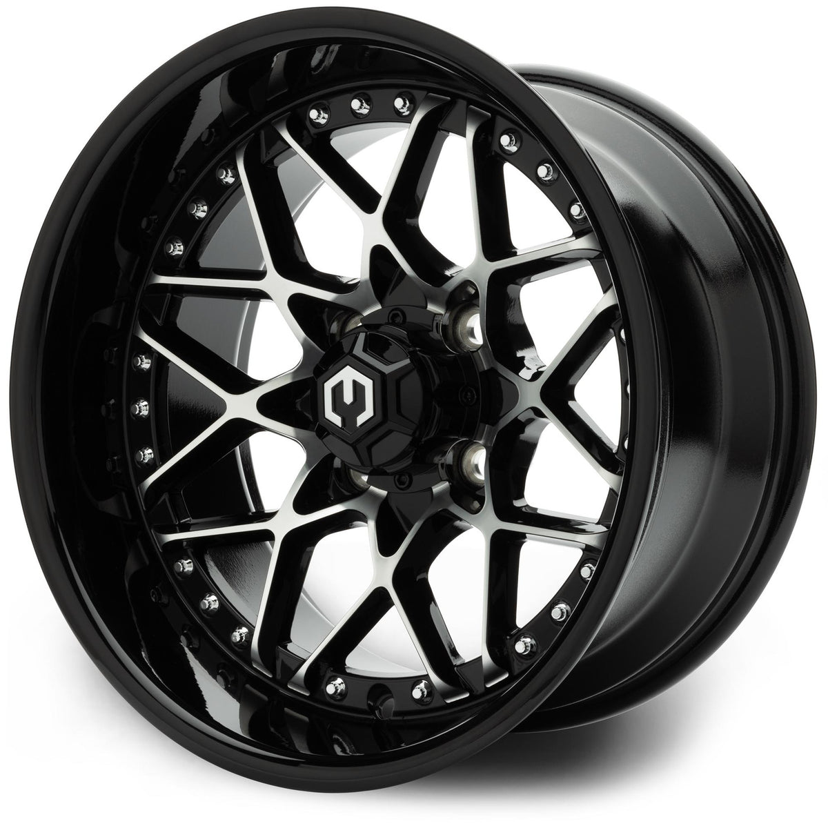 MODZ® 14" Formula Machined Black Wheels & Off-Road Tires Combo (Xcomp Gladiator 23-10-14 Radial)