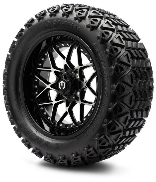 MODZ® 14" Formula Machined Black Wheels & Off-Road Tires Combo (Arisun X-Trail All-Terrain 23x10-14)
