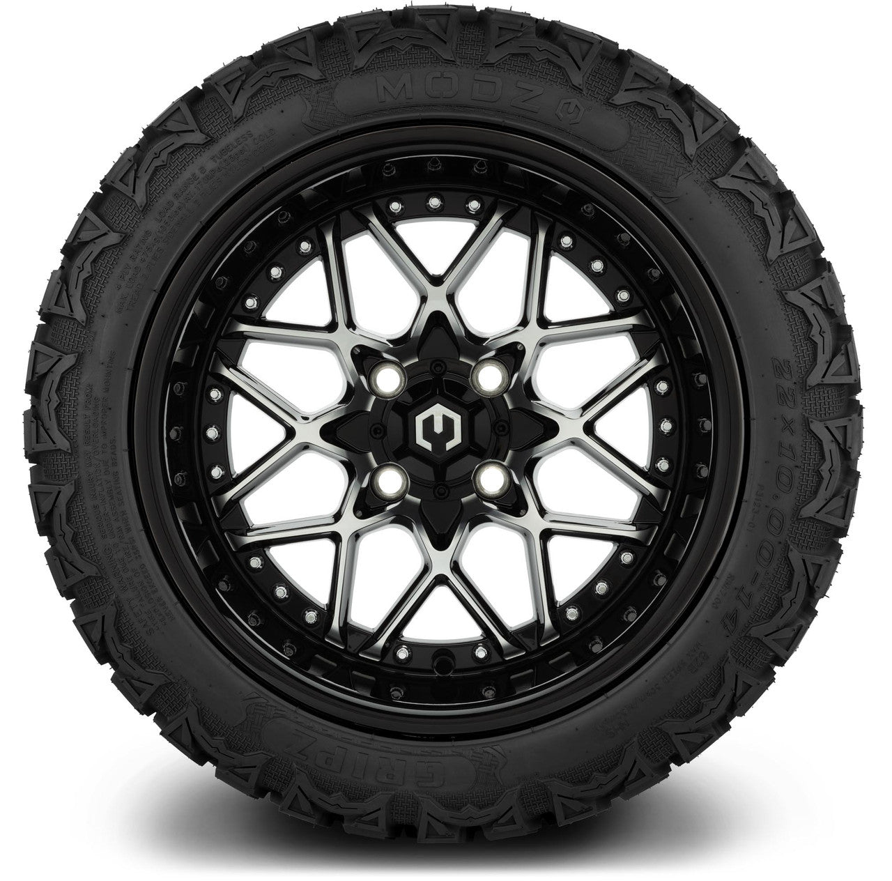 MODZ® 14" Formula Machined Black Wheels & Off-Road Tires Combo (Arisun X-Trail All-Terrain 23x10-14)