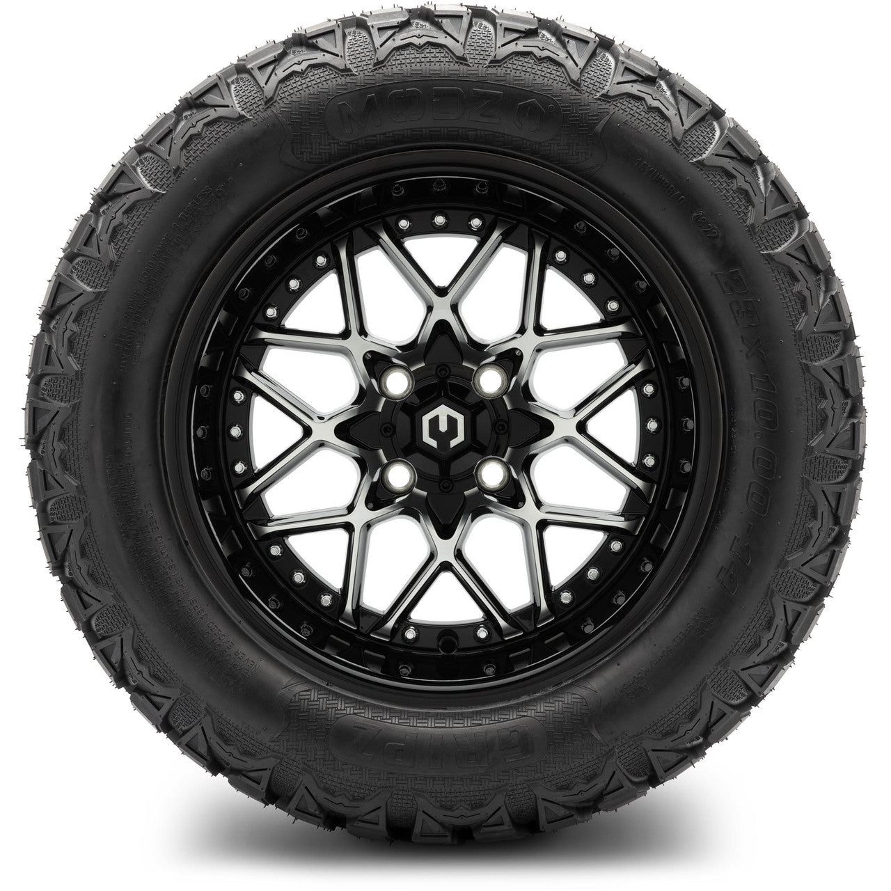 MODZ® 14" Formula Machined Black Wheels & Off-Road Tires Combo (Arisun X-Trail All-Terrain 23x10-14)