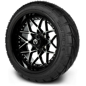 MODZ® 14" Formula Machined Black Wheels & Street Tires Combo (MODZ Guardian 205/30-14)