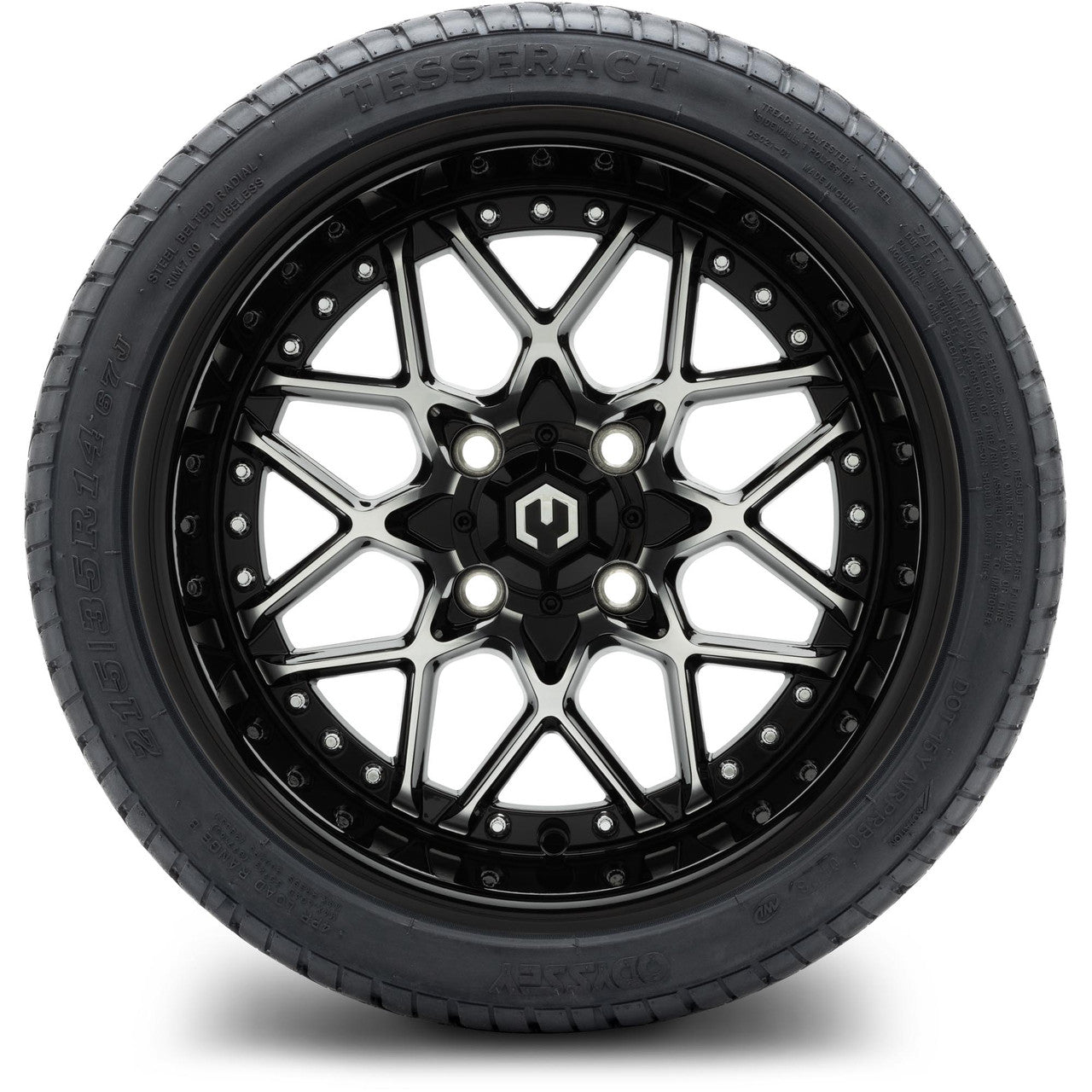 MODZ® 14" Formula Machined Black Wheels & Street Tires Combo (Arisun Cruze 205/30-14)