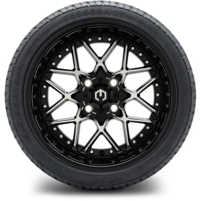 MODZ® 14" Formula Machined Black Wheels & Street Tires Combo (Arisun Cruze 205/30-14)