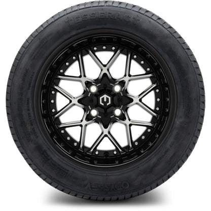 MODZ® 14" Formula Machined Black Wheels & Street Tires Combo (MODZ Street Fox Radial 205/40-14)