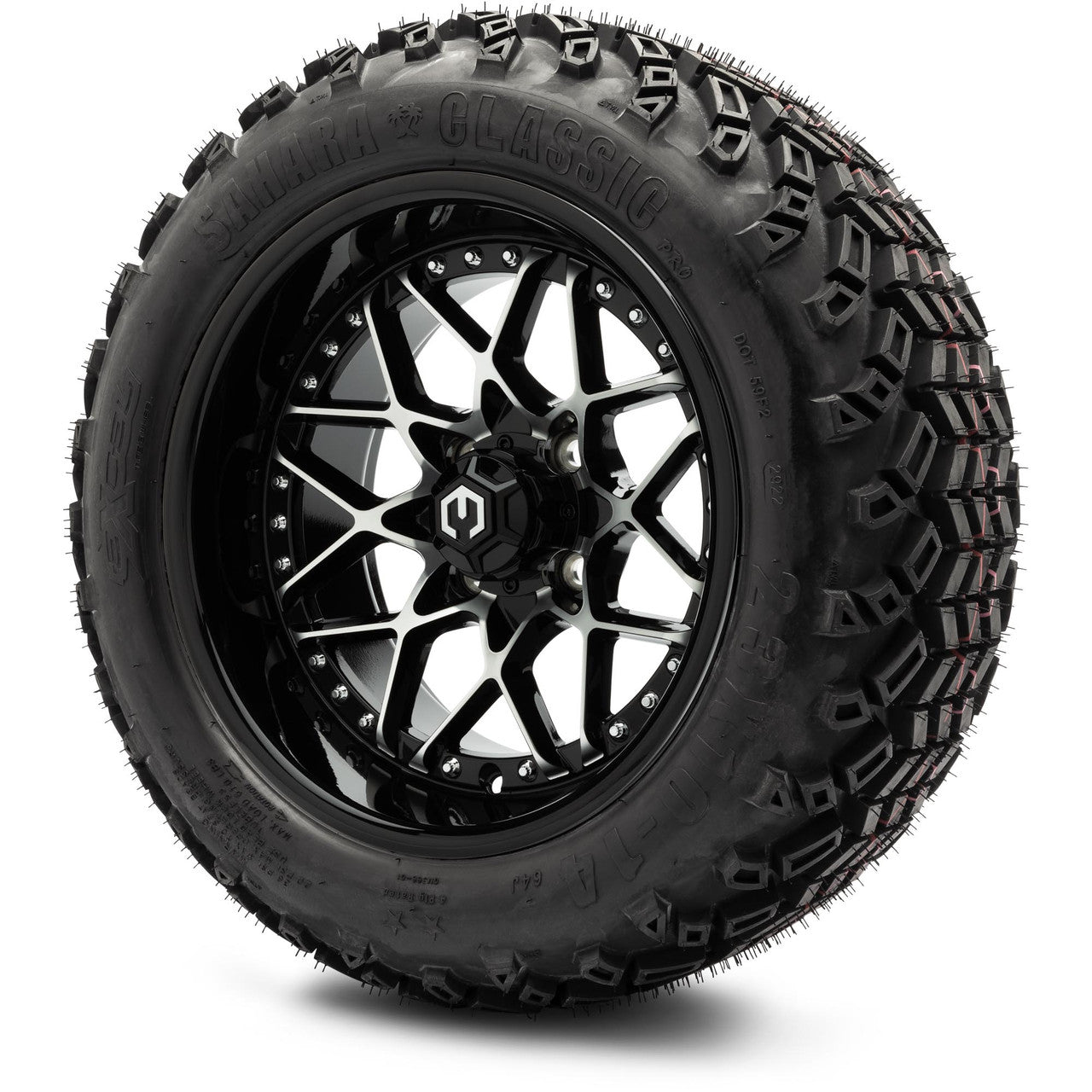 MODZ® 14" Formula Machined Black Wheels & Off-Road Tires Combo (Arisun X-Armory All-Terrain 23x10-14 Radial)