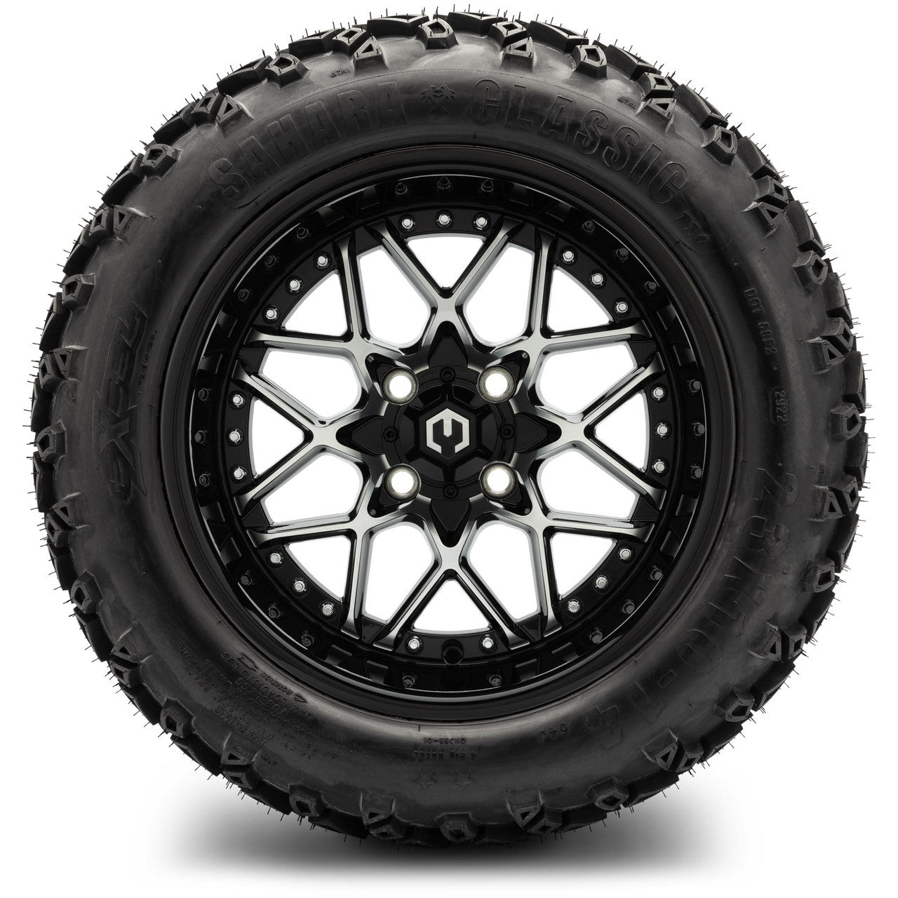 MODZ® 14" Formula Machined Black Wheels & Off-Road Tires Combo (Xcomp Gladiator 23-10-14 Radial)