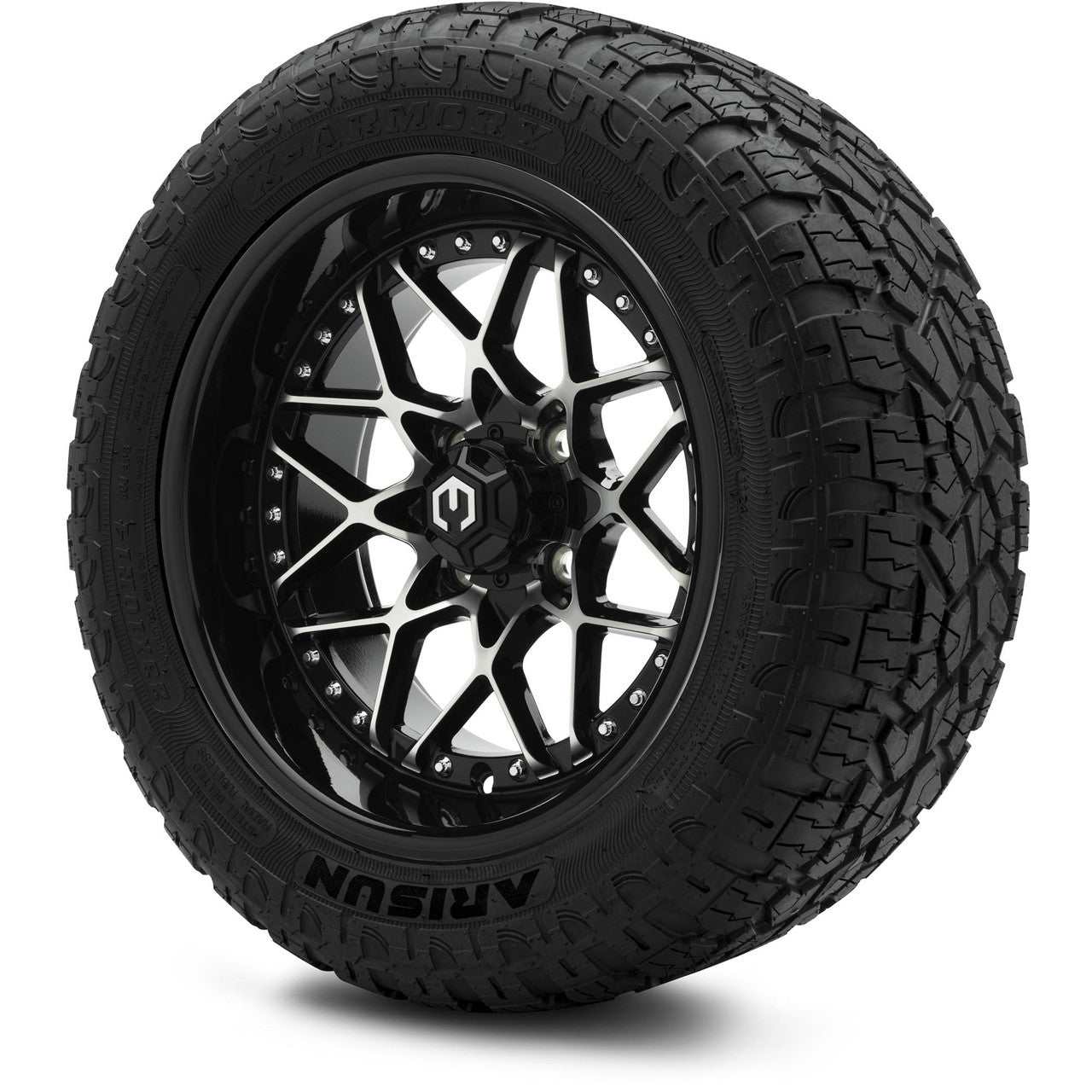 MODZ® 14" Formula Machined Black Wheels & Off-Road Tires Combo (Arisun X-Armory All-Terrain 23x10-14 Radial)