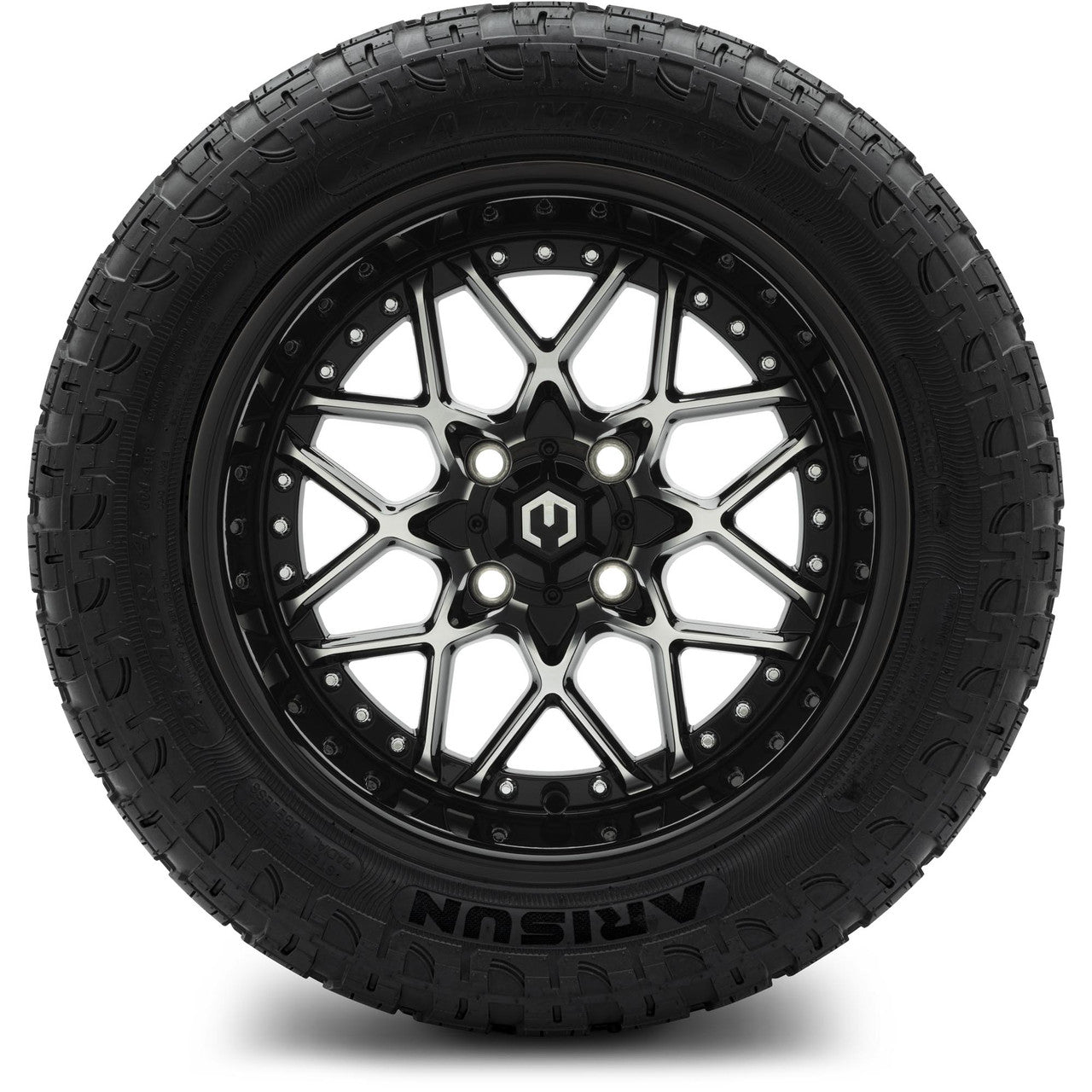 MODZ® 14" Formula Machined Black Wheels & Off-Road Tires Combo (Arisun X-Trail All-Terrain 23x10-14)