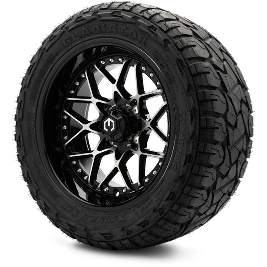 MODZ® 14" Formula Machined Black Wheels & Off-Road Tires Combo (Xcomp Gladiator 23-10-14 Radial)